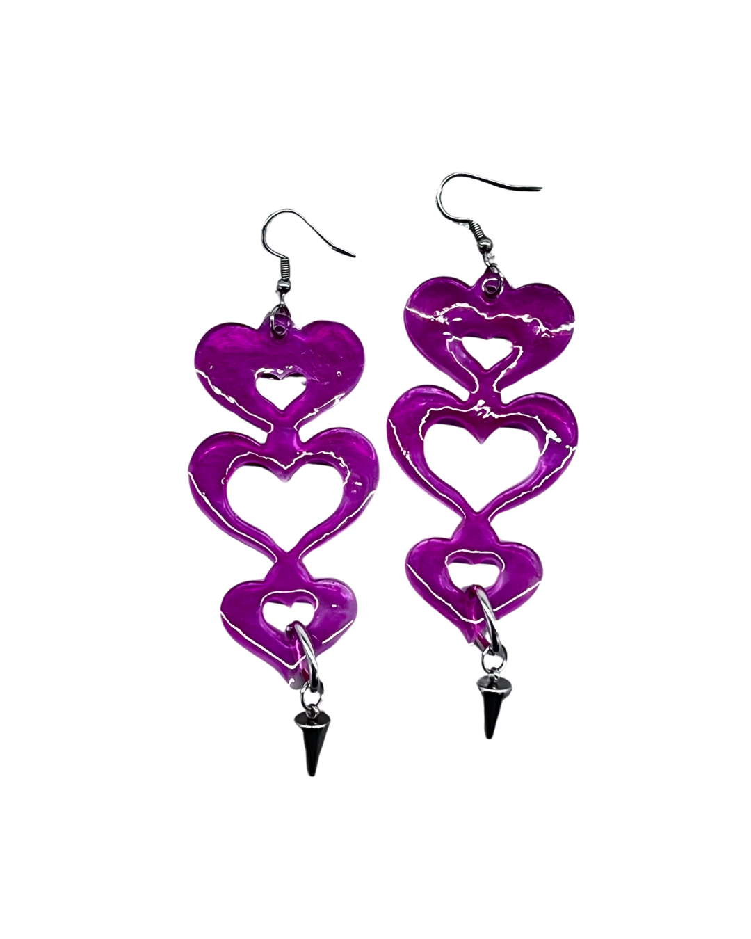 PERLES RARES - BOUCLES D'OREILLES GRANDS COEURS ROSES