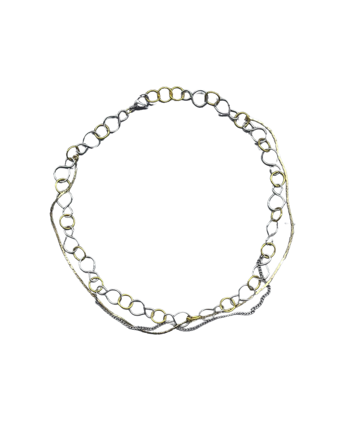 PERLES RARES - COLLIER CHAINES ARGENTE & DORE