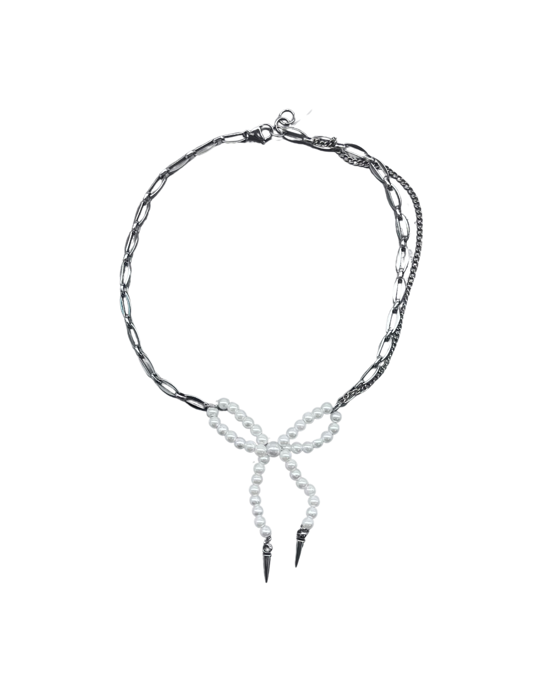 PERLES RARES - COLLIER  NOEUD BLANC
