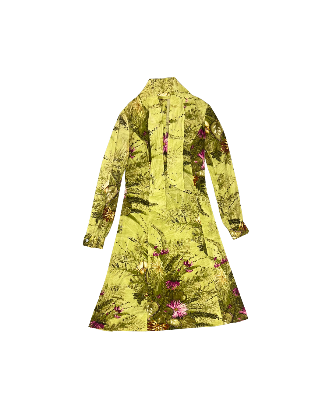 SECONDE MAIN - ROBE VERTE MOTIF FLEUR