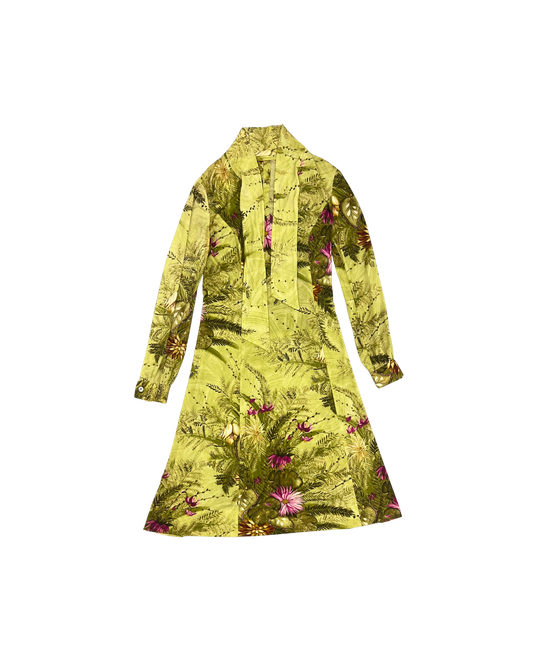 SECONDE MAIN - ROBE VERTE MOTIF FLEUR