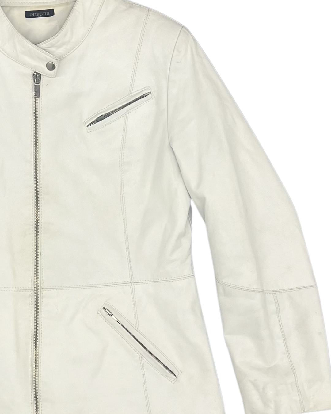 SECONDE MAIN - VESTE EN CUIRE BLANCHE ENIGMA