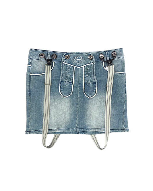 SECONDE MAIN - JUPE EN JEANS AVEC BRETELLES