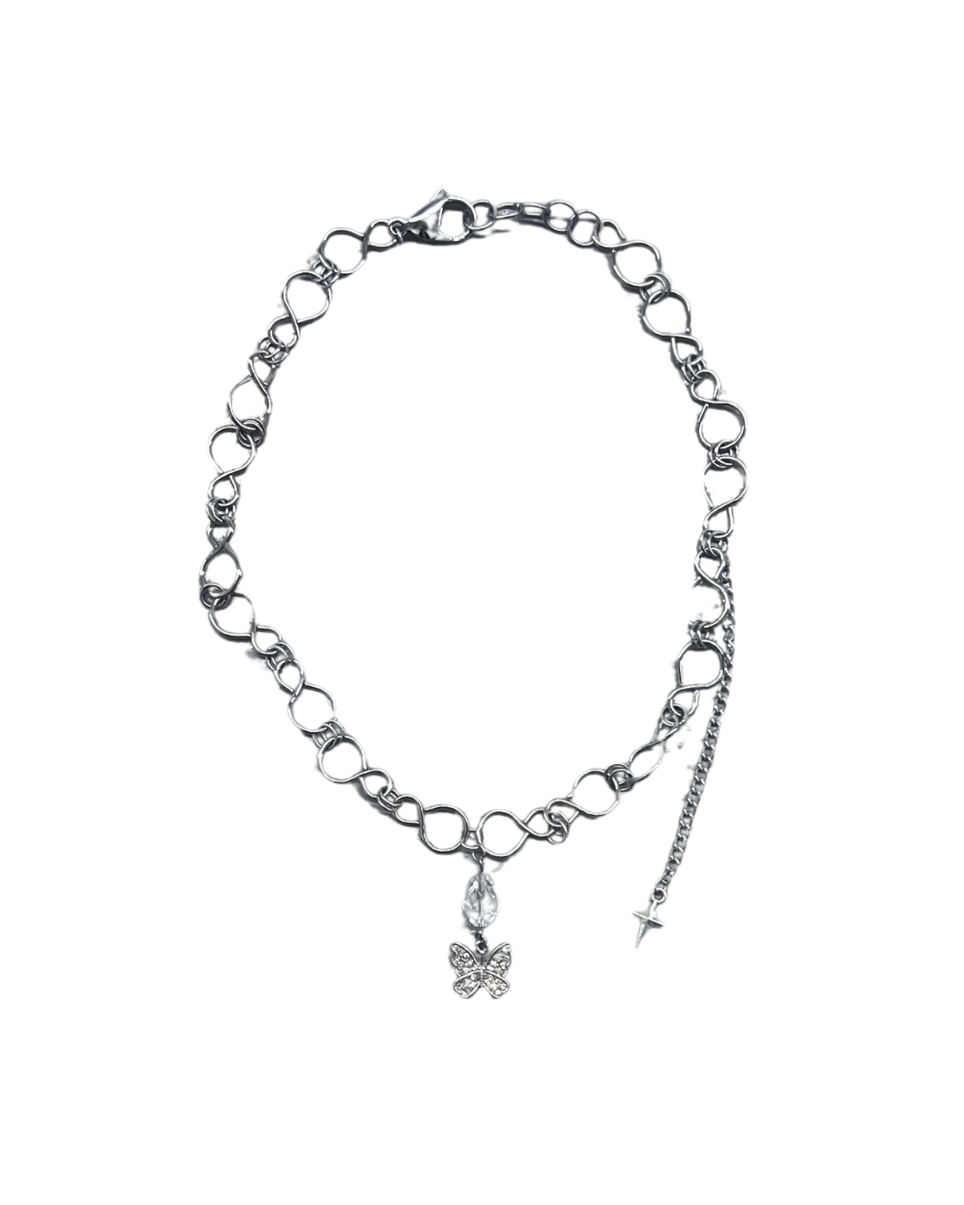 PERLES RARES - COLLIER CHAINES PAPILLONS & PIQUE