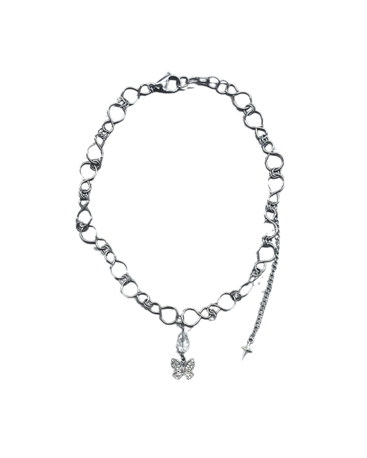 PERLES RARES - COLLIER CHAINES PAPILLONS & PIQUE