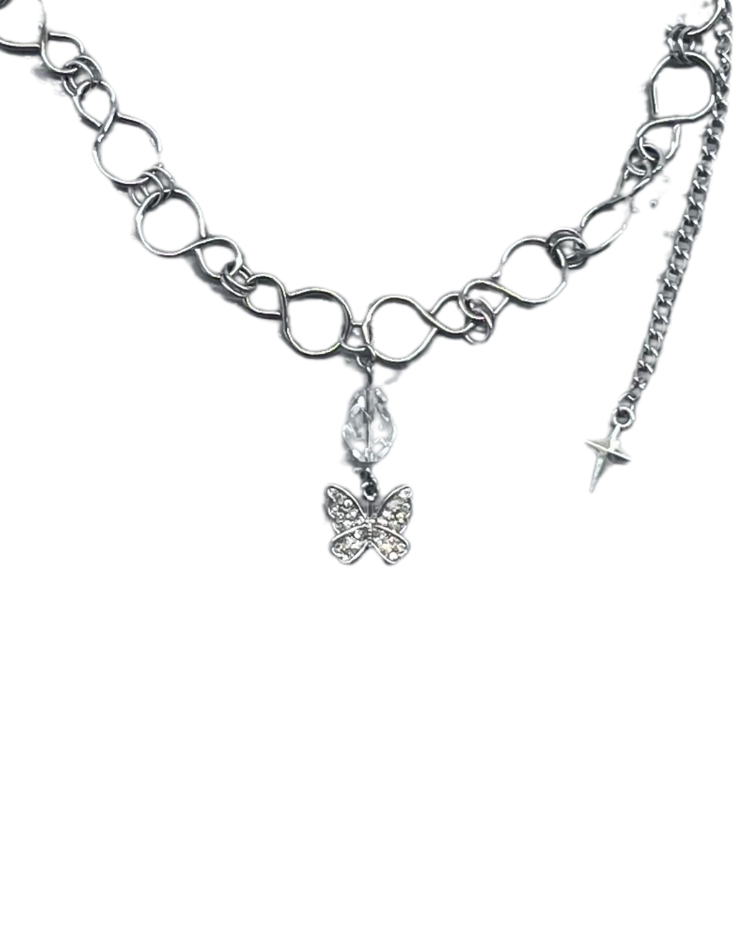 PERLES RARES - COLLIER CHAINES PAPILLONS & PIQUE