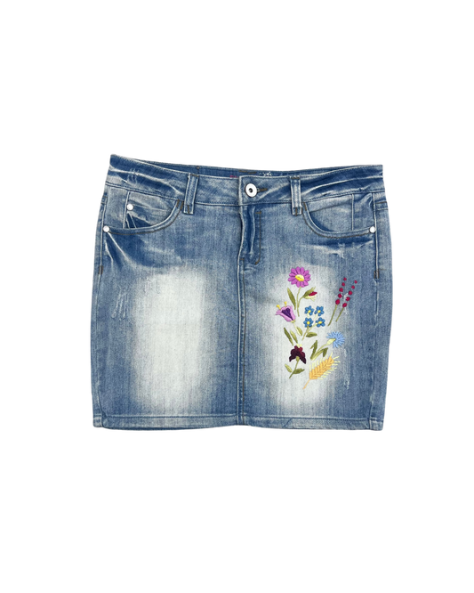 SECONDE MAIN - JUPE EN JEANS FLEURIE