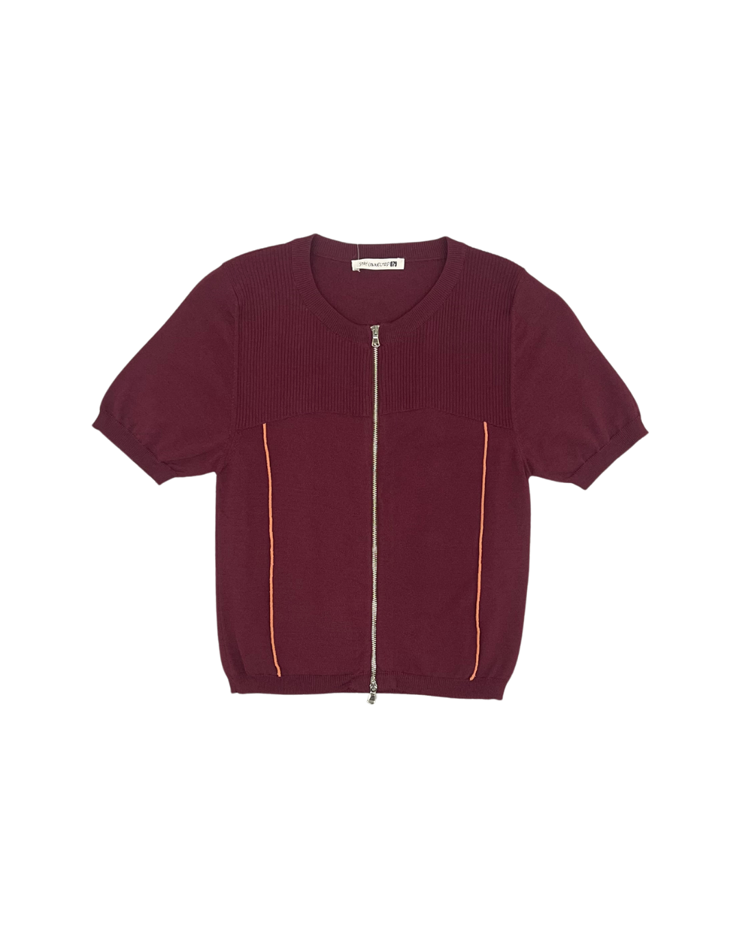 079 CREATES - KNITTED ZIP CARDIGAN BORDEAUX