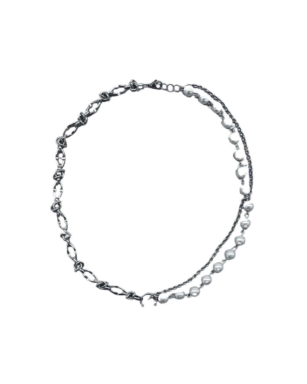 PERLES RARES - COLLIER PERLES BLANCHES & CHAINES
