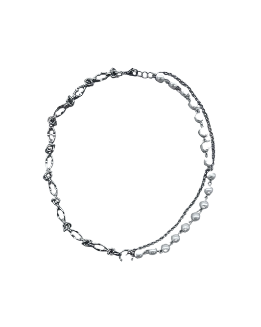 PERLES RARES - COLLIER PERLES BLANCHES & CHAINES
