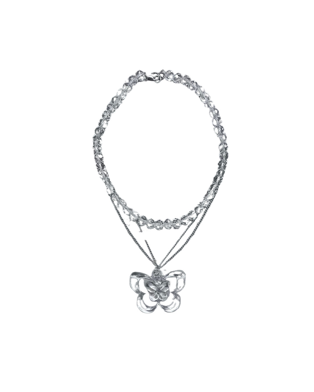 PERLES RARES - COLLIER PERLES & PAPILLON RESINE