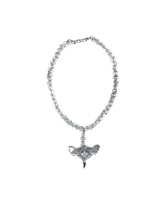 PERLES RARES - COLLIER PERLES & COEUR RESINE