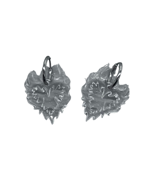PERLES RARES - BOUCLES D'OREILLES COEURS BLANCHES RESINES
