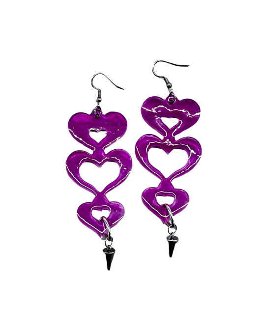 PERLES RARES - BOUCLES D'OREILLES GRANDS COEURS ROSES