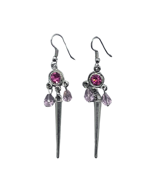 PERLES RARES - BOUCLES D'OREILLES PIQUES & PERLES ROSES