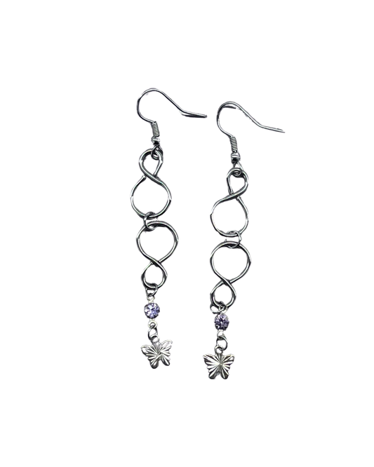 PERLES RARES - BOUCLES D'OREILLES CHAINES & PAPILLONS