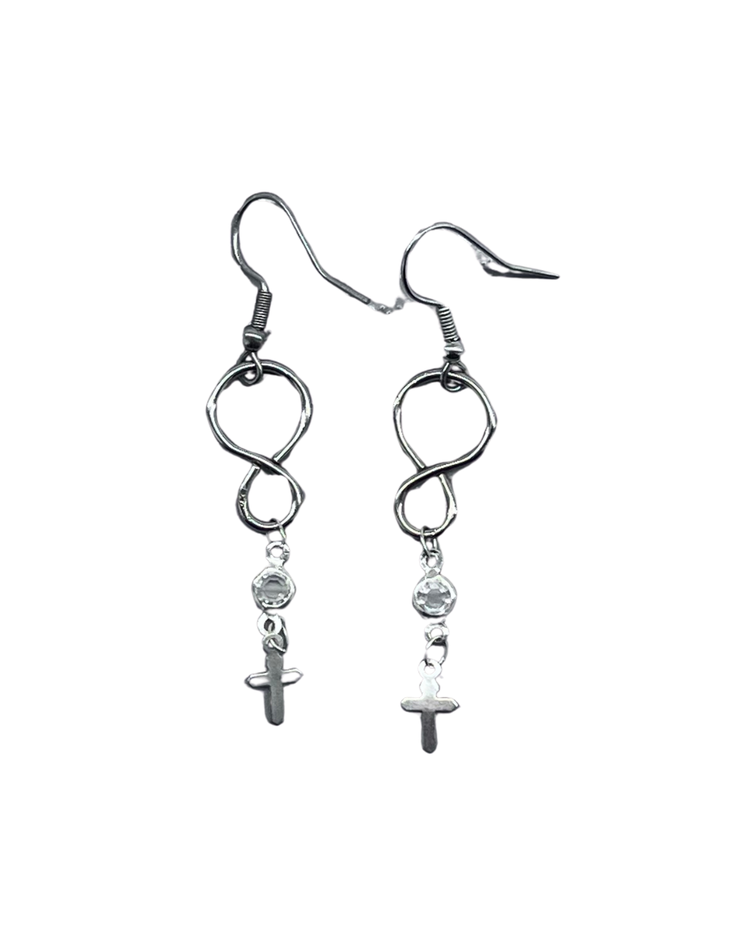 PERLES RARES - BOUCLES D'OREILLES CHAINES INFINI & CROIX