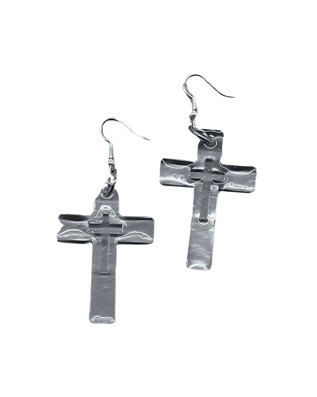 PERLES RARES - BOUCLES D'OREILLES CROIX TRANSPRENTES
