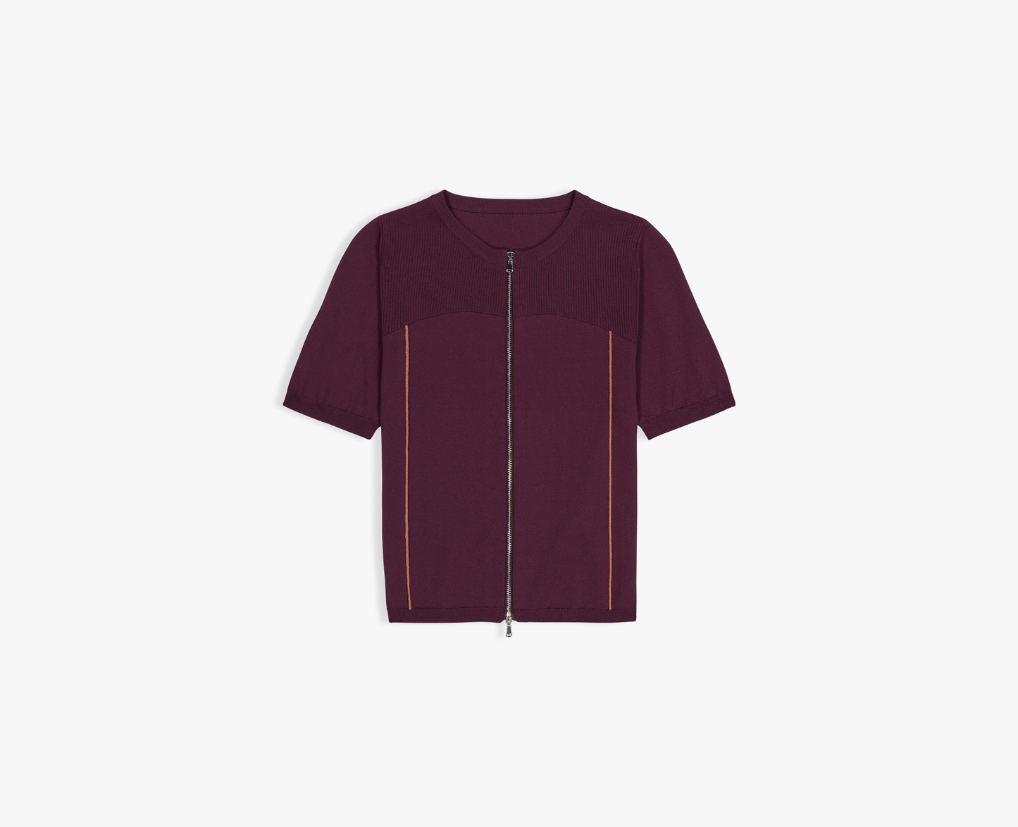 079 CREATES - KNITTED ZIP CARDIGAN Bordeaux