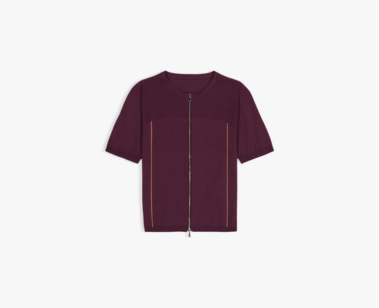 079 CREATES - KNITTED ZIP CARDIGAN Bordeaux